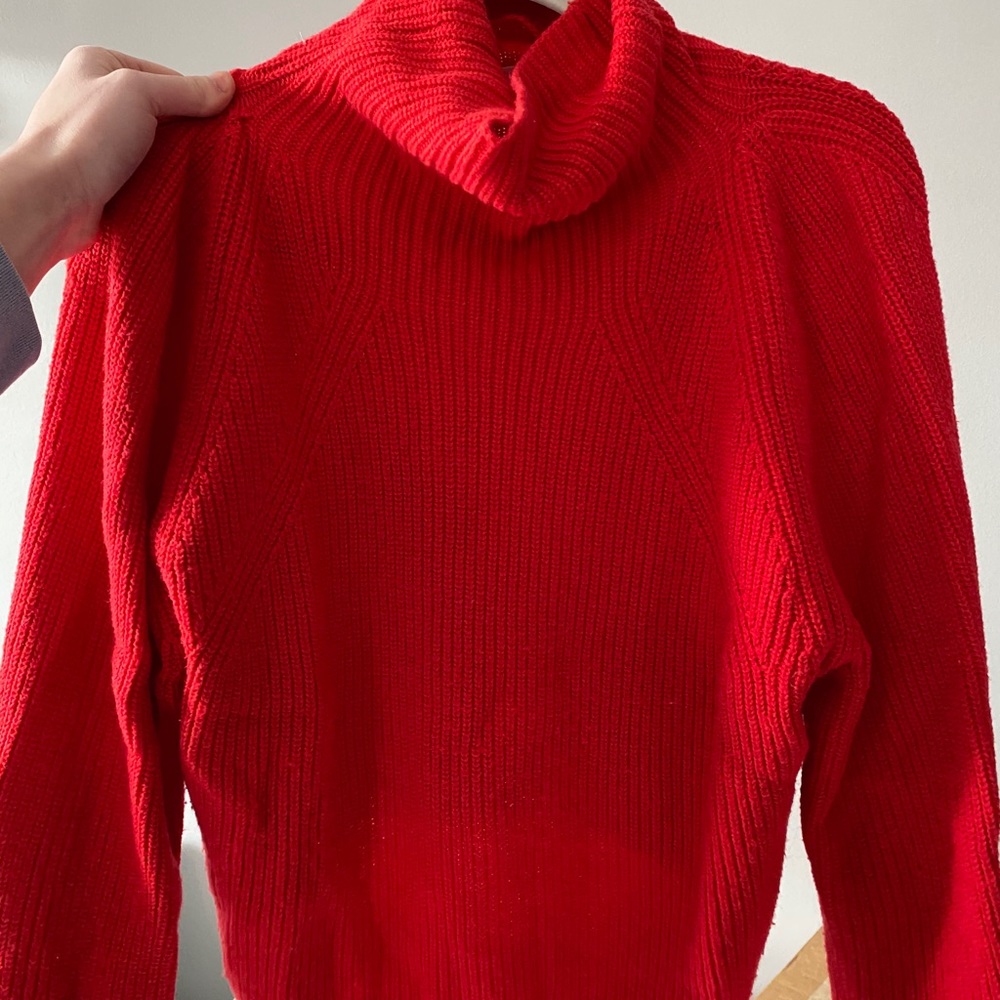 Red turtle neck sweater
